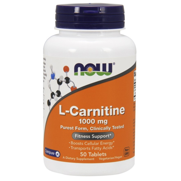 Now Foods L-Karnitin, 1000 mg, 50 tabletter