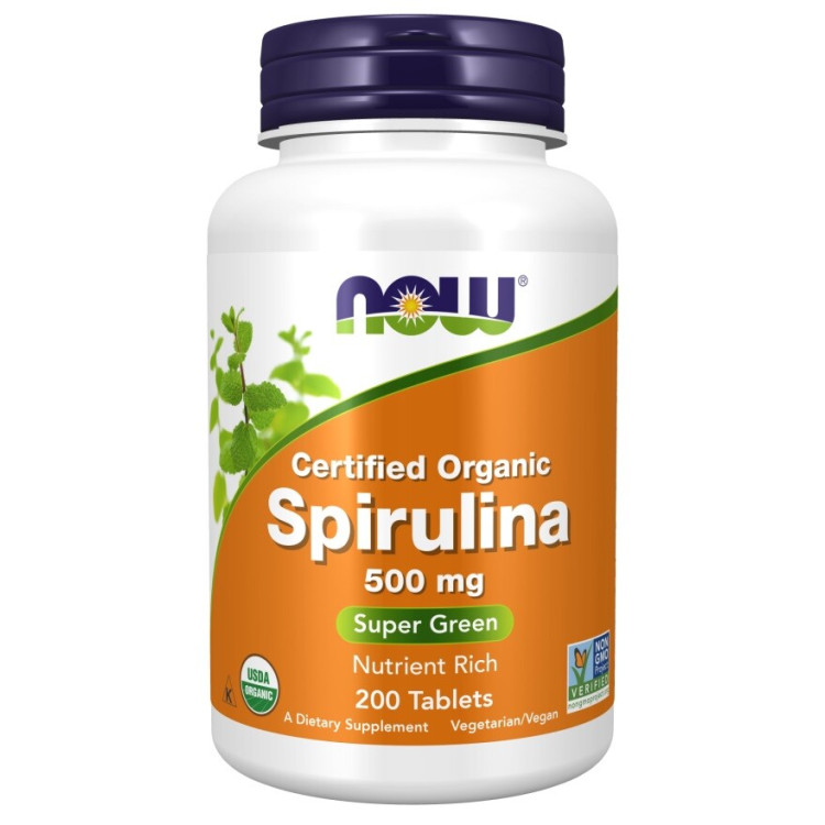 Now Foods Spirulina, 500 mg, 200 tabletter