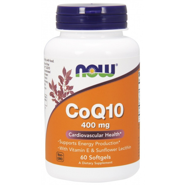 Now Foods CoQ10 med Lecitin och Vitamin E, 400 mg, 60 kapslar
