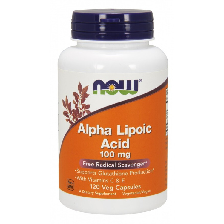 Now Foods Alfa-liponsyra med Vitamin C och E, 100 mg, 120 kapslar