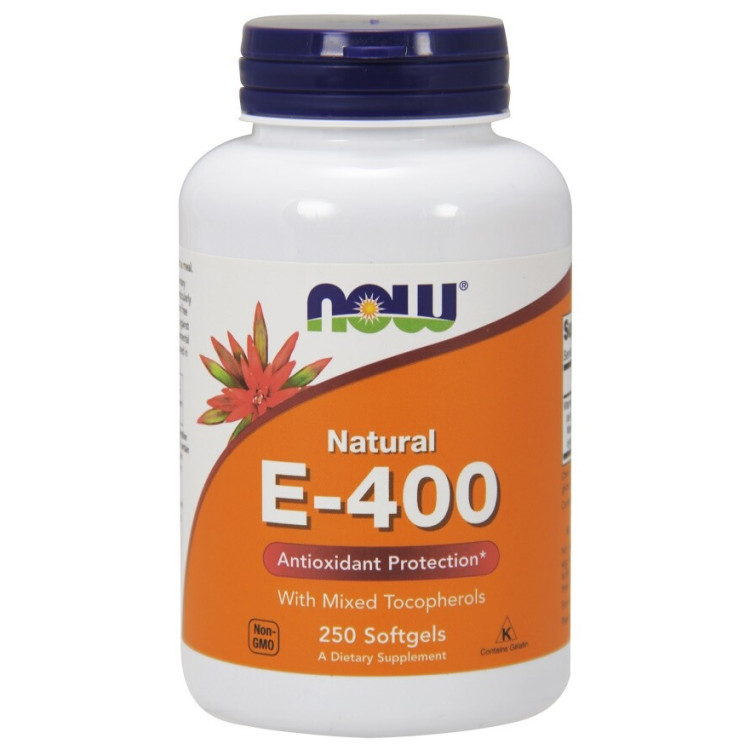 Now Foods Vitamin E-400 Naturlig (Blandade Tokoferoler), 250 kapslar