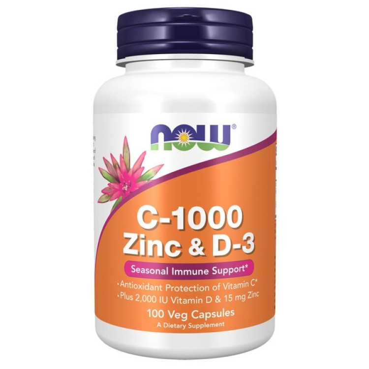 Now Foods C-1000 Zink & D-3, 100 kapslar