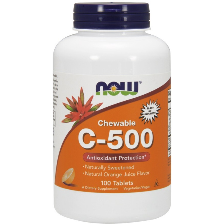 Now Foods Vitamin C-500 Chewable, 100 tuggtabletter