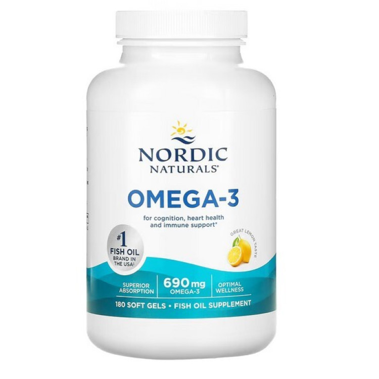 Nordic Naturals Omega-3, 690 mg, Citron, 180 kapslar