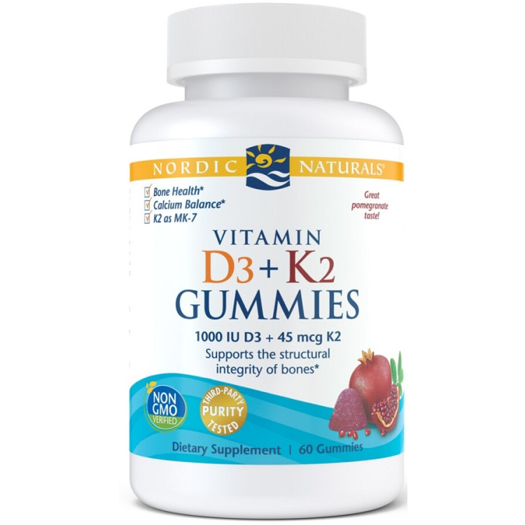 Nordic Naturals Vitamin D3+K2 Gummies, 60 stk.
