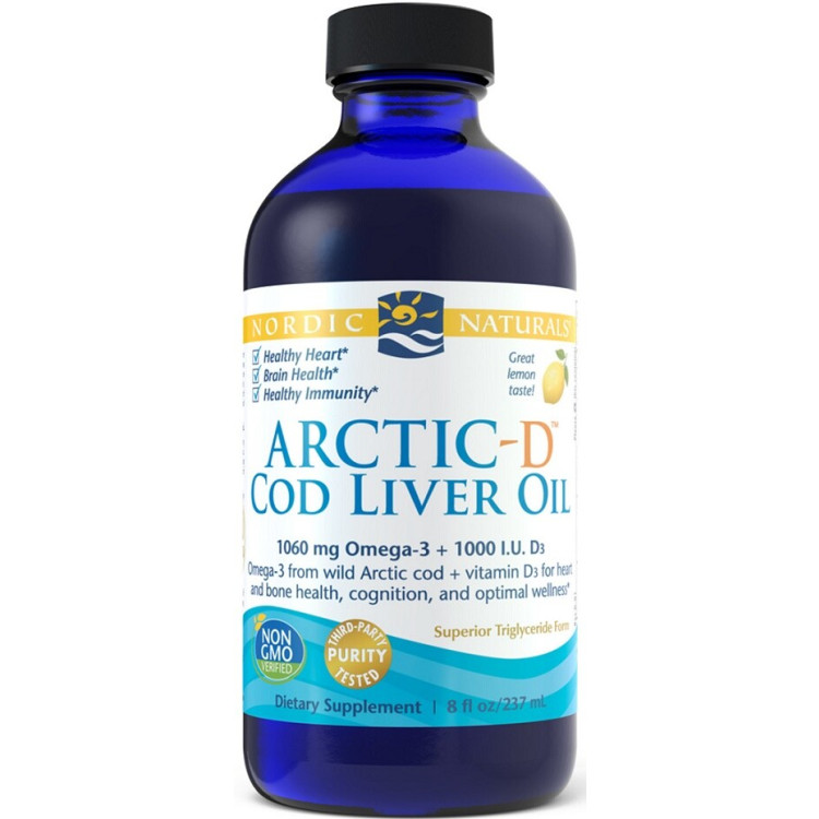 Nordic Naturals Arctic-D Torskleverolja, Citron, 237 ml