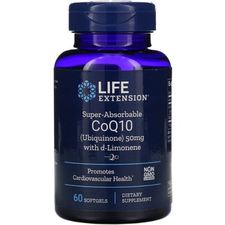 Life Extension Super Absorbable CoQ10 med d-Limonene, 50 mg, 60 kapslar