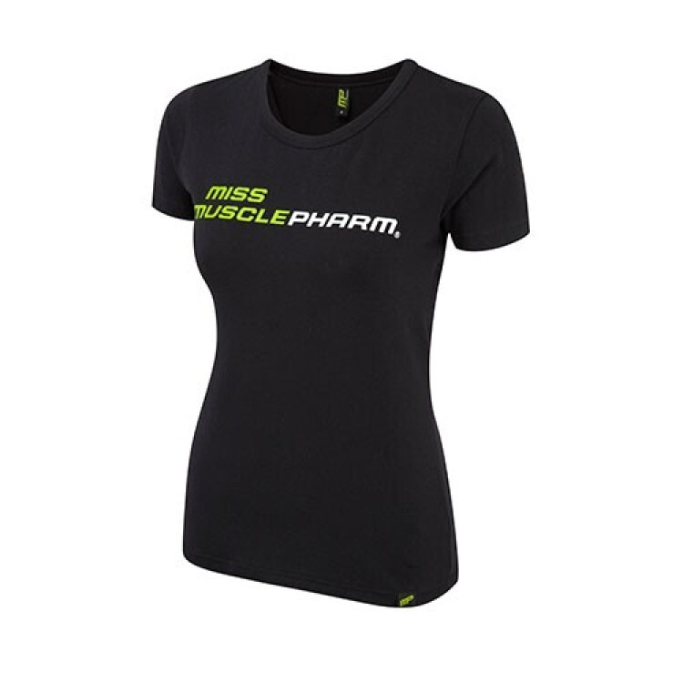 Musclepharm Sportswear Dam Rundhalsad Miss Musclepharm T-shirt Svart-Limegrön