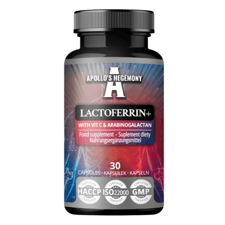 Apollo's Hegemony Lactoferrin+ med Vit C & Arabinogalactan, 30 kapslar