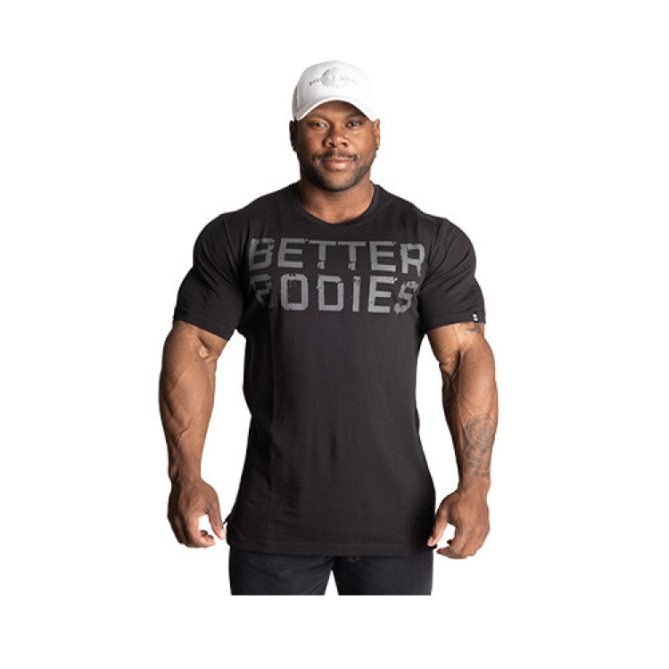 Better Bodies Basic Tapered Tee, Svart/Grå