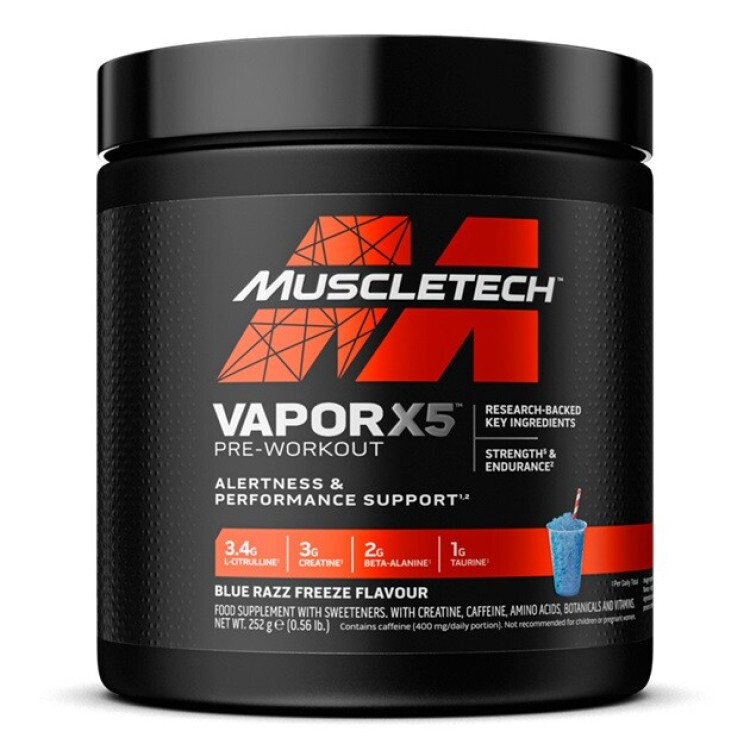 Muscletech Vapor X5 Pre-Workout, Blue Razz Freeze, 252 gram