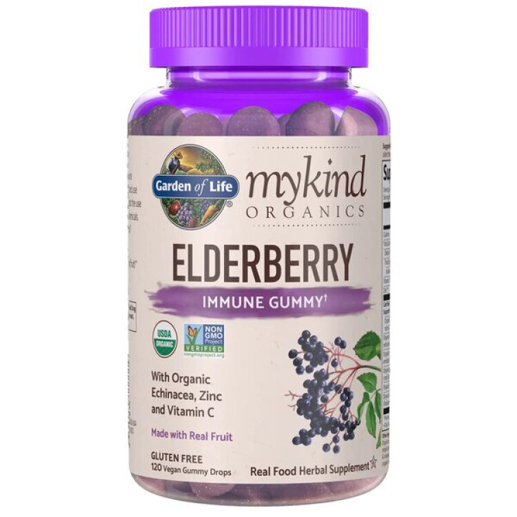 Garden of Life Mykind Fläderbär, Äkta Frukt, 120 vegan gummydroppar