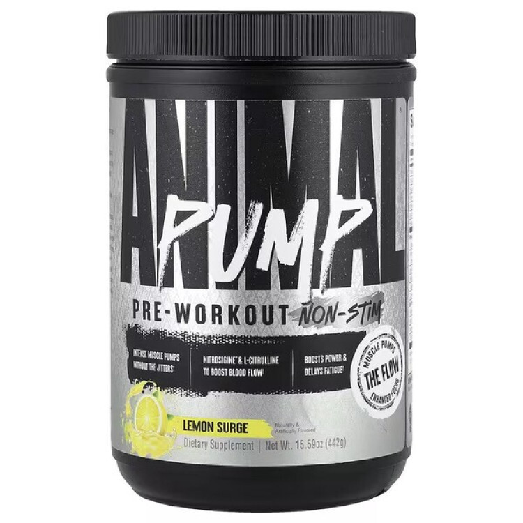 Animal Pump Pre-Workout Non-Stim, Lemon Surge, 442 gram