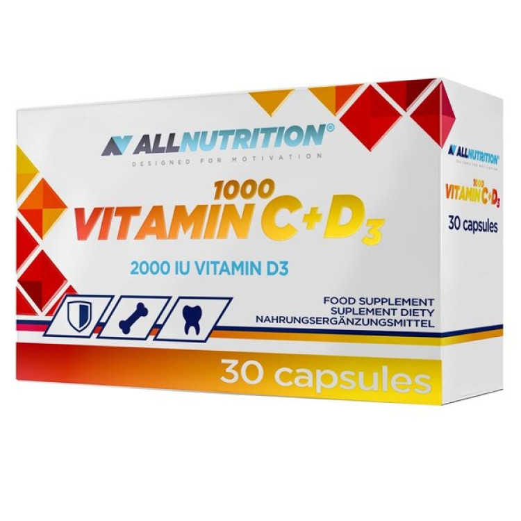 Allnutrition Vitamin C 1000 + D3, 30 kapslar