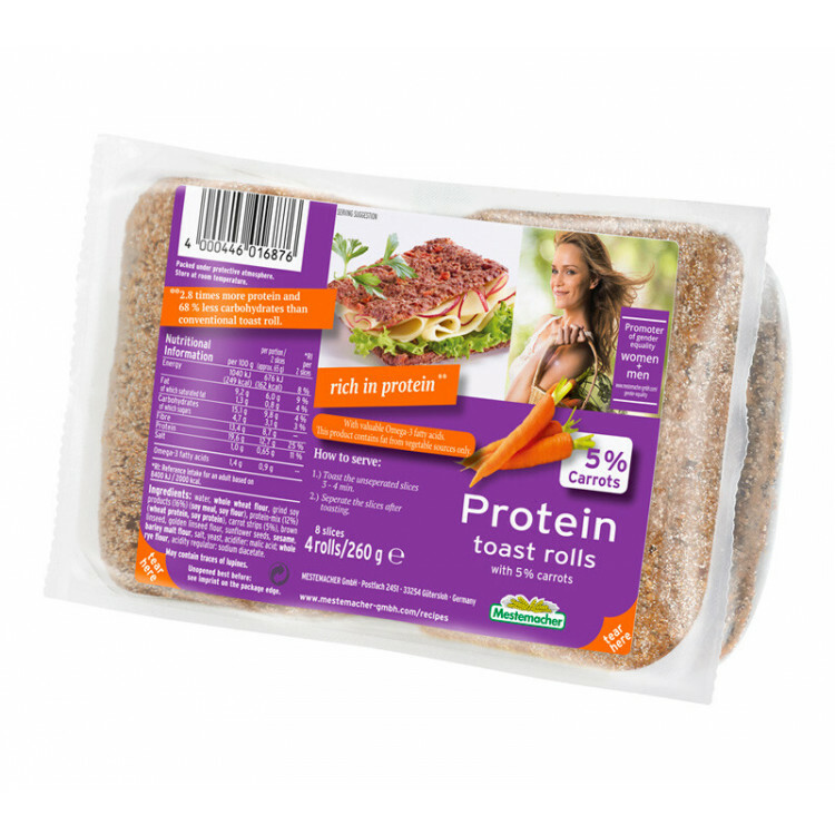 Proteinbrød toastboller med gulerod (4 boller)