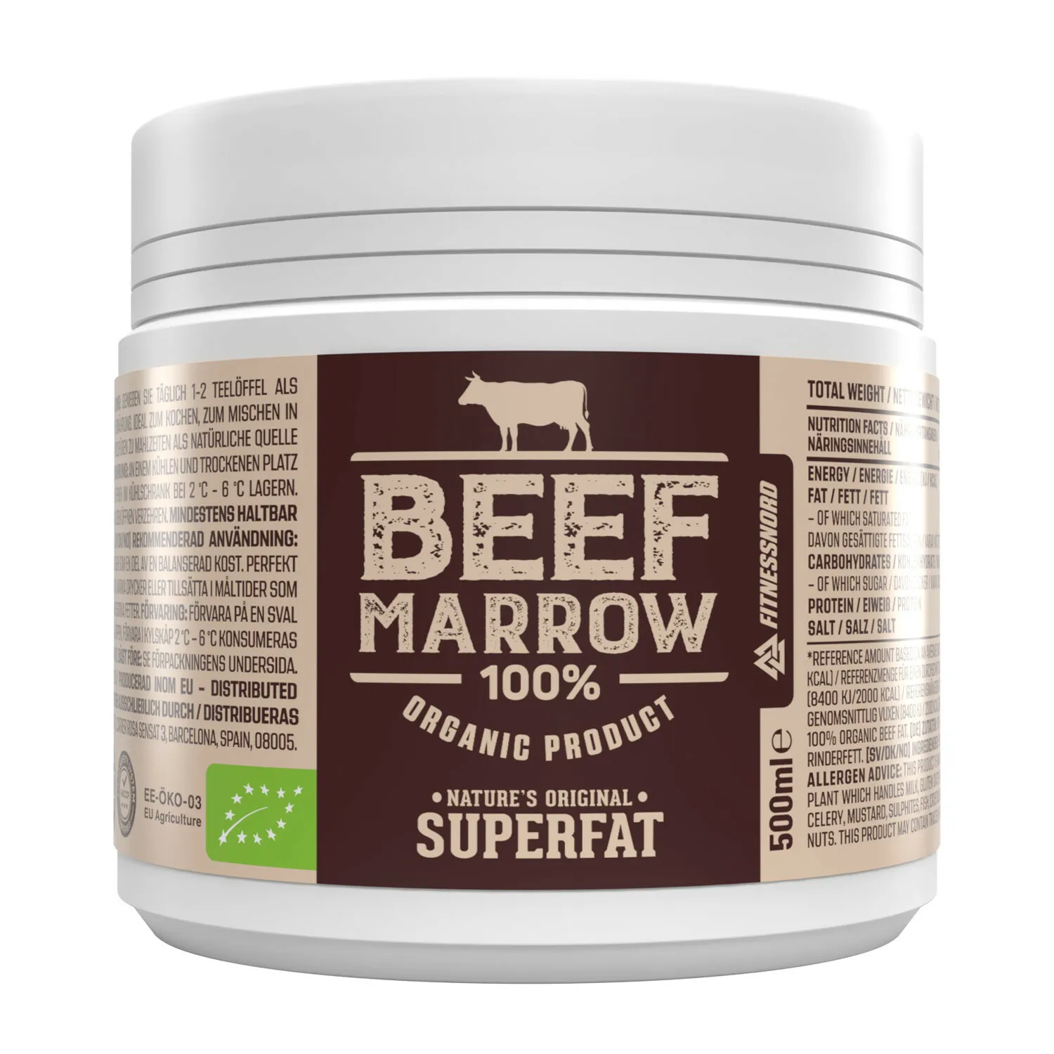 Oksefedt af Marvben 100% Økologisk og Græsfodret (500 ml)