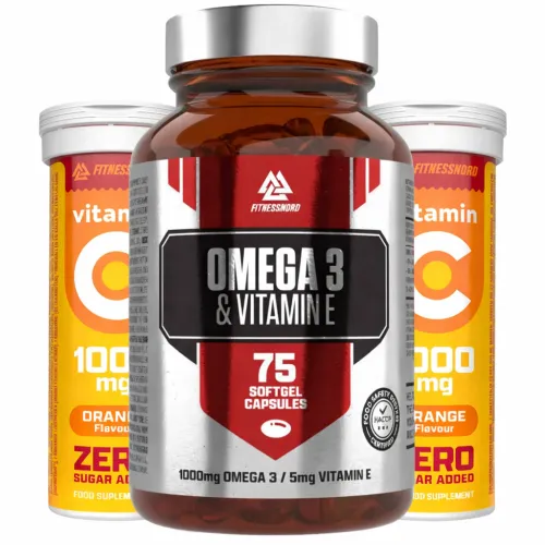BUY 1 Omega-3 med E-vitamin (75 kapsler) GET 2 C-Vitamin 1000 mg Brusetabletter GRATIS