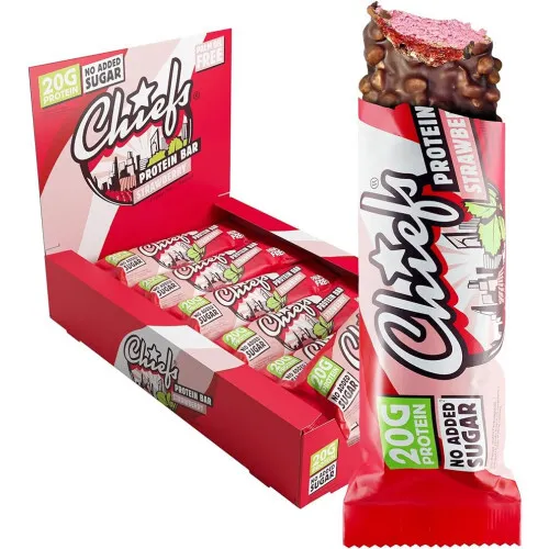 Jordgubb smak hög proteinbar (55 g)
