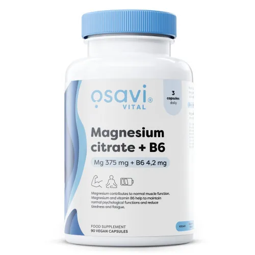 Magnesium Citrate + B6 375mg + 4.2mg 90 v-kapsler