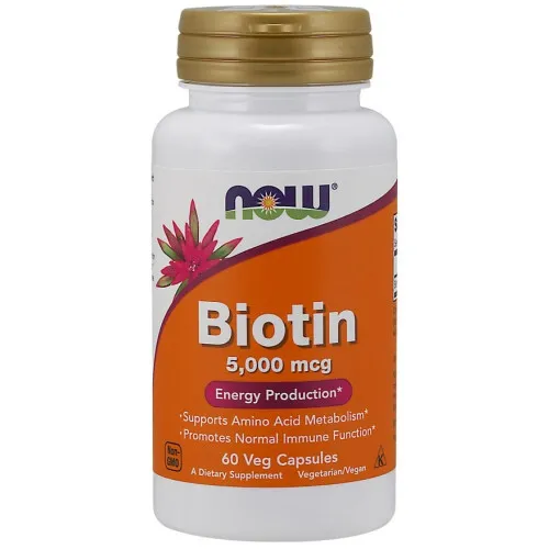 Now Foods Biotin 5000 mcg, 60 kapslar