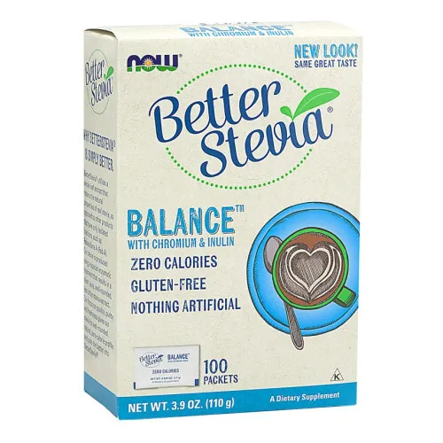 Now Foods Better Stevia Balance med Krom och Inulin, 100 påsar
