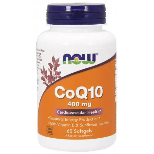 Now Foods CoQ10 med Lecitin och Vitamin E, 400 mg, 60 kapslar