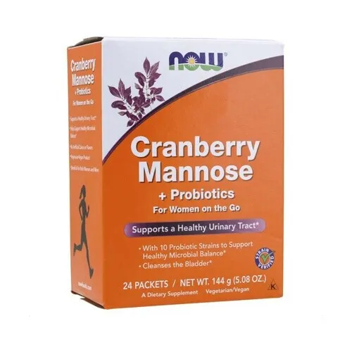 Now Foods Tranbär Mannose + Probiotika, 24 x 6 g, 144 gram