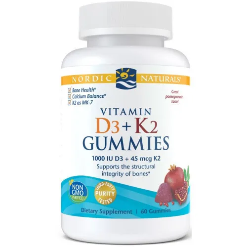 Nordic Naturals Vitamin D3+K2 Gummies, 60 stk.
