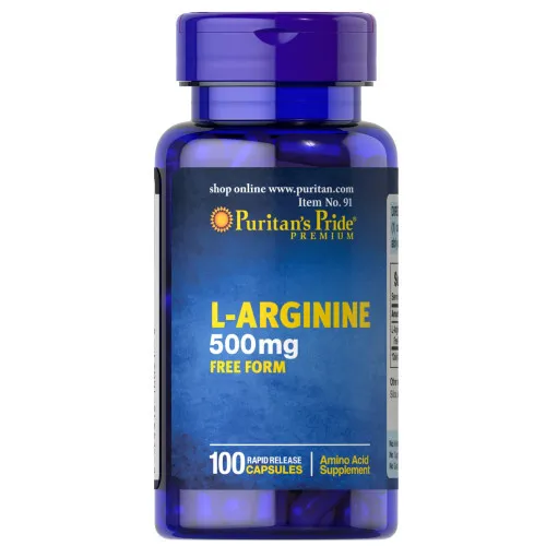 Puritans Pride L-Arginin, 500 mg, 100 kapslar
