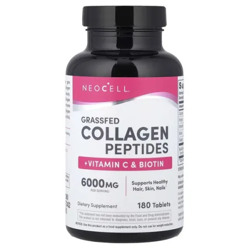 NeoCell Gräsbetat Kollagen Peptider + Vitamin C & Biotin, 180 tabletter