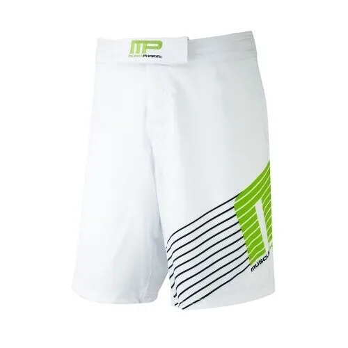 Musclepharm Sportswear Vävd Shorts Sportline Vit Limegrön (MPSHO420)