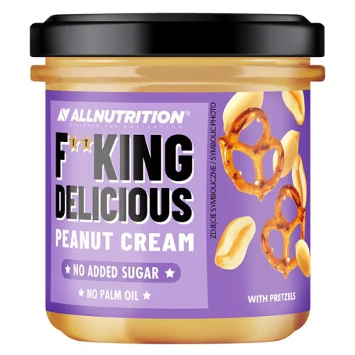 Allnutrition Fitking Delicious Jordnötscrème, med Pretzels, 350 gram